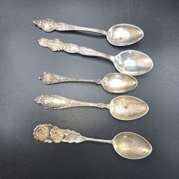 Vintage Collectible Sterling Silver Souvenir Spoons Set Of 5 of California CT35C - Picture 7 of 12